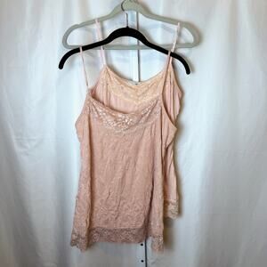 Lot of 2 Maurices Long Lace Trim Cami Tanks Pink Blush Y2K Softcore Coquette L